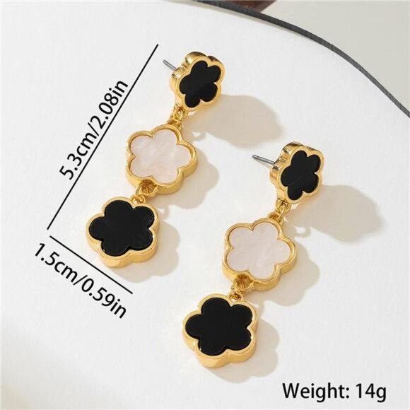 18K Gold-Plated Clover Drop Earrings - Picture 5 of 5